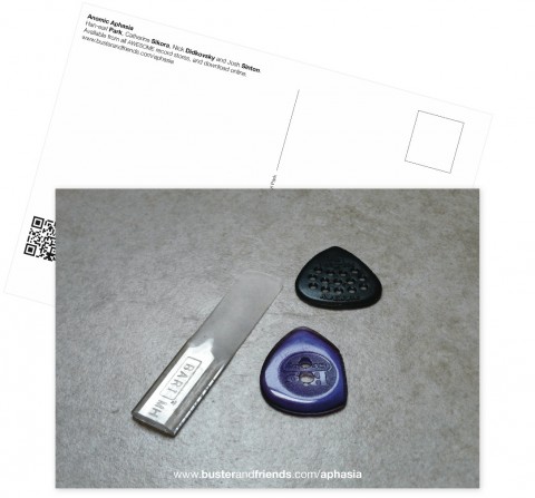 Promo postcards for ‘Anomic Aphasia’ (SLAMCD 559) (artwork copyright 2015, Han-earl Park)