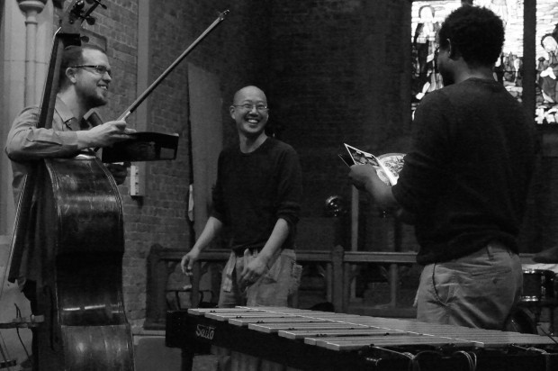 Han-earl Park, Dominic Lash and Corey Mwamba (Tubers MiniFestival, Manchester, May 2, 2015). Photo © 2015 Peter Fay.