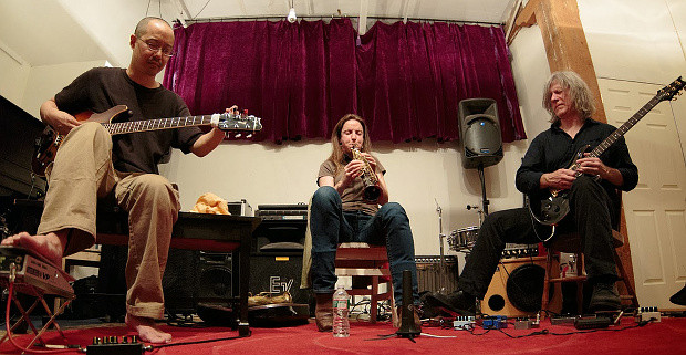 Eris 136199: Han-earl Park, Catherine Sikora and Nick Didkovsky (Douglass Street Music Collective, Brooklyn, June 5, 2013). Photo copyright 2013 Scott Friedlander.